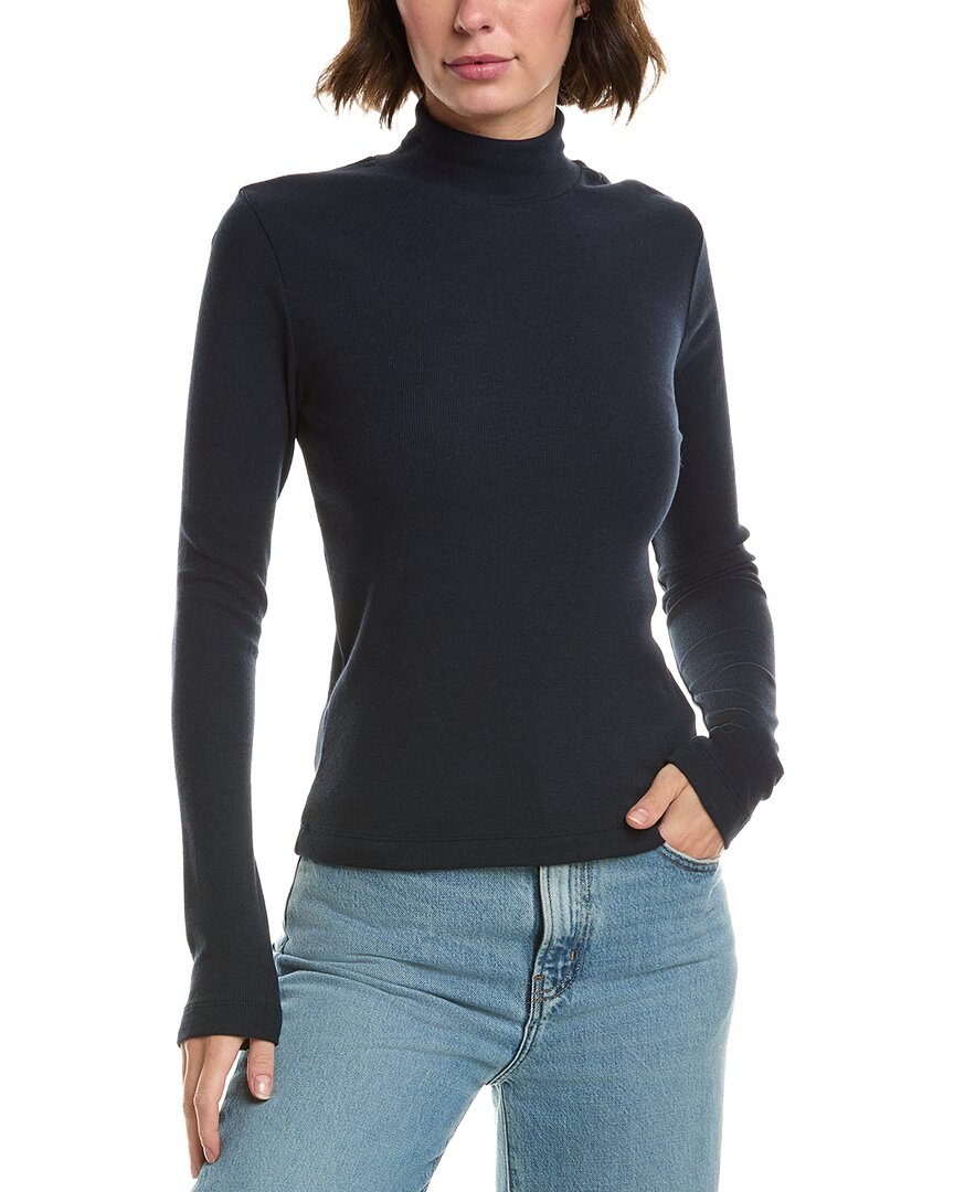 Velvet By Graham & Spencer Helms Mock Neck Baby Rib T-shirt In Animal Print
