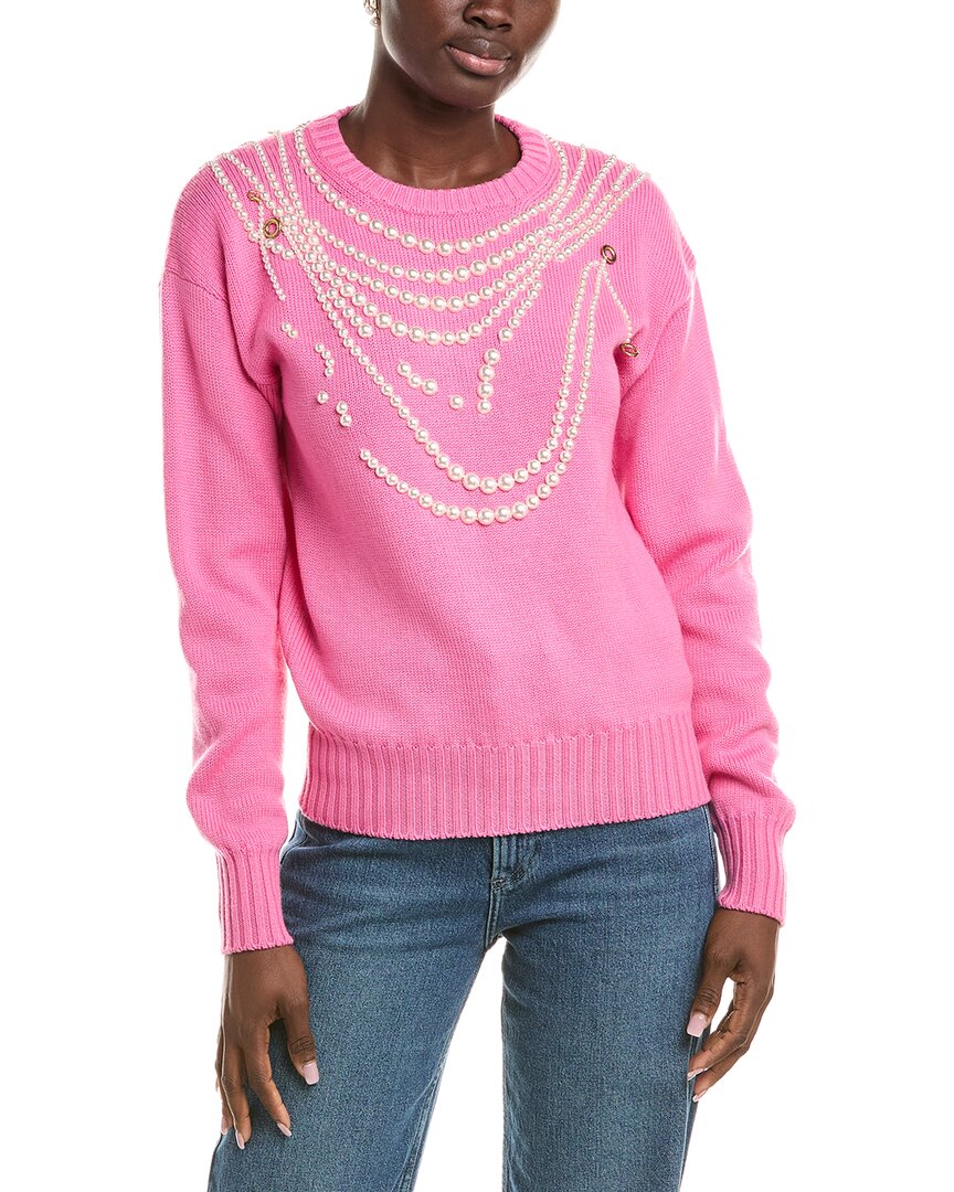 Oscar De La Renta Wool Sweater In Pink