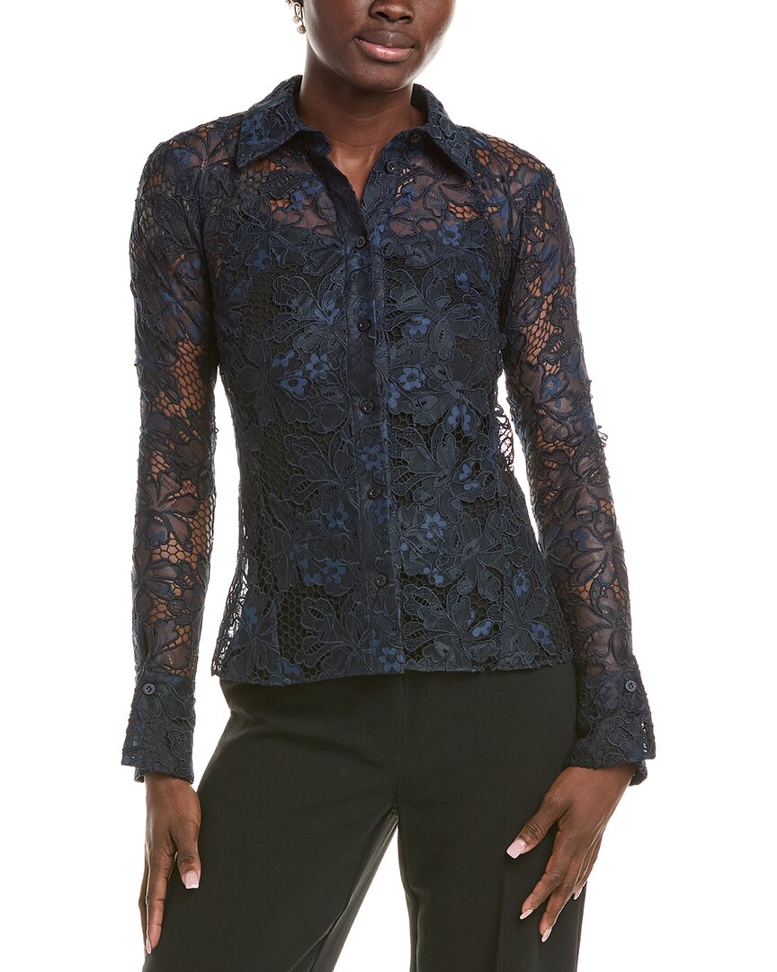 Oscar De La Renta Silk Blouse In Blue