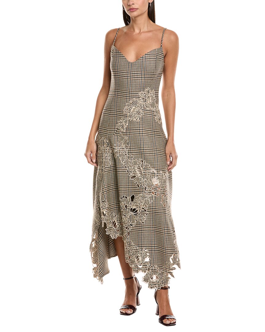 Oscar De La Renta Peony-appliqued Virgin-wool Maxi Dress In Multi