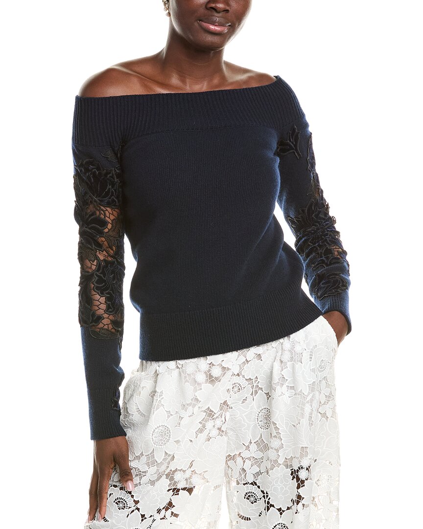 Oscar De La Renta Wool Sweater In Blue