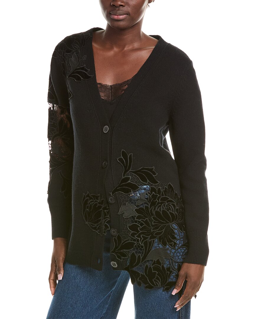 Oscar De La Renta Ladies Knit Cardigan In Black