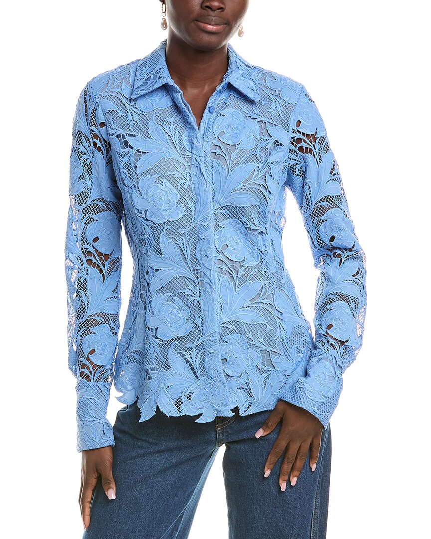 Oscar De La Renta Silk-lined Blouse In Blue