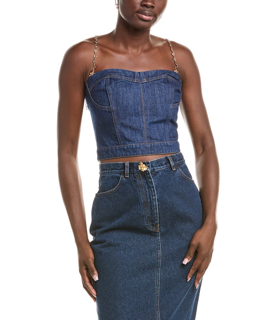 Oscar De La Renta Ladies Woven Blouse In Blue