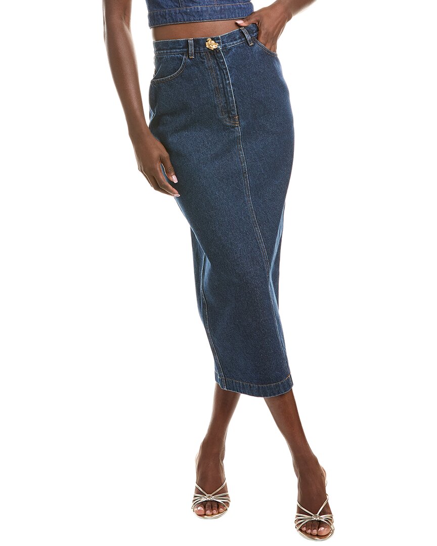 Oscar De La Renta Ladies Woven Skirt In Blue