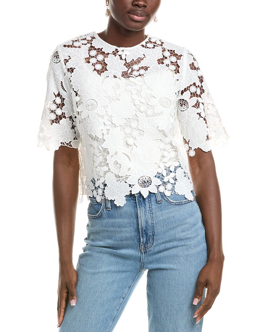 Oscar De La Renta Ladies Woven Blouse In White