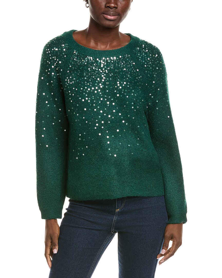 Vince Camuto Sequin Crewneck Sweater In Green