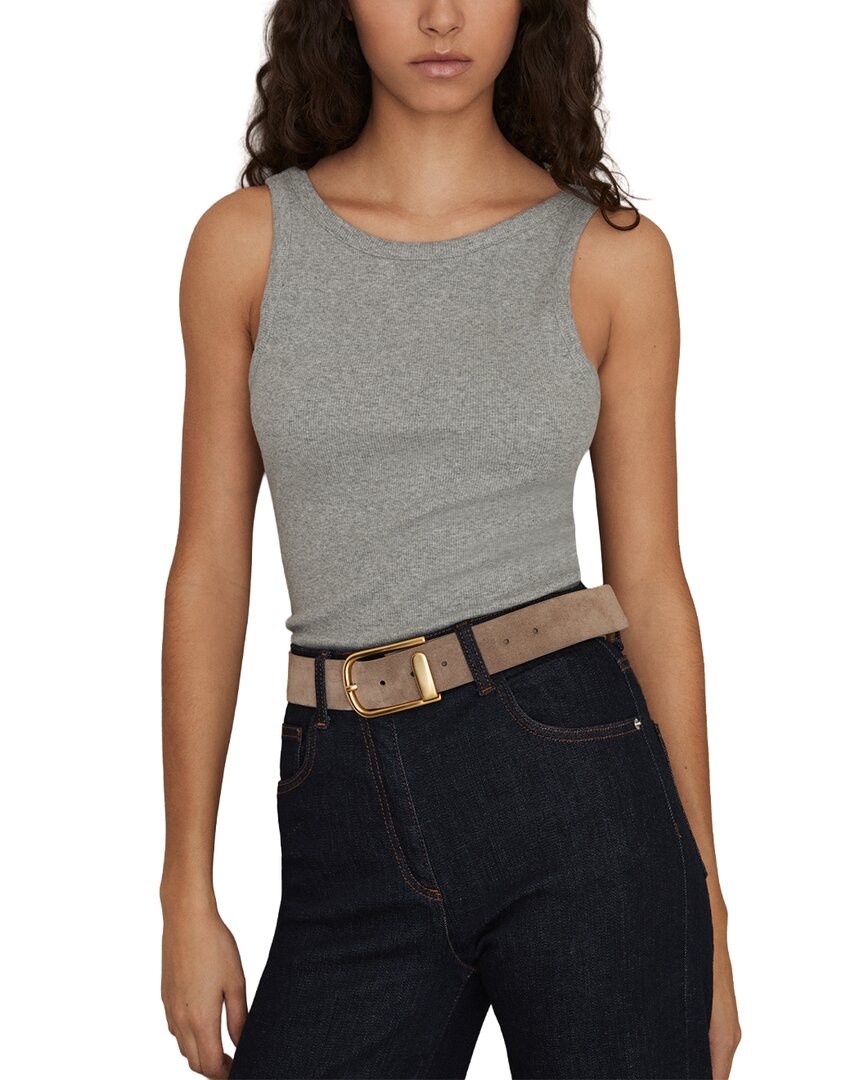 Reiss Lara Ribbed Low Back Vest In Gray