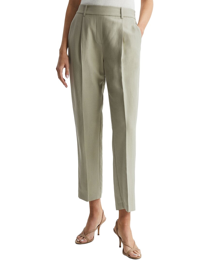 Reiss Shae Taper Linen-blend Taper Trouser In Gray
