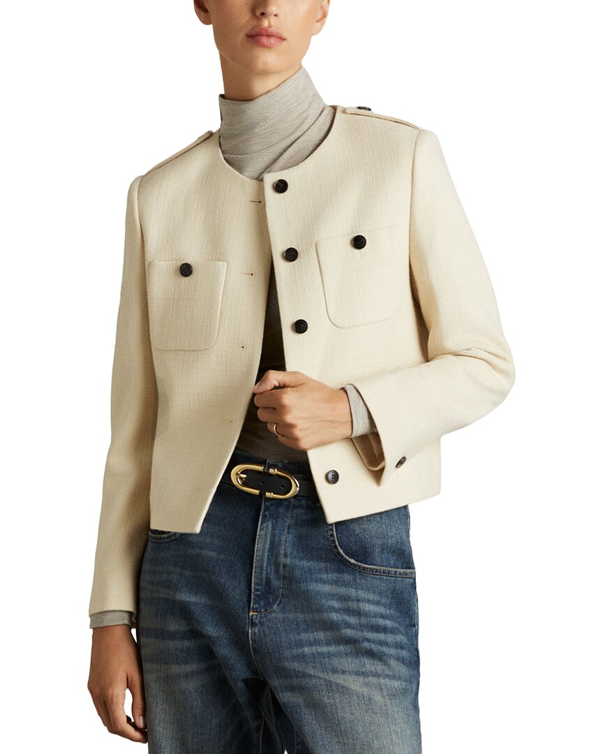 Reiss Blane Cropped Wool Jacket In Neutral