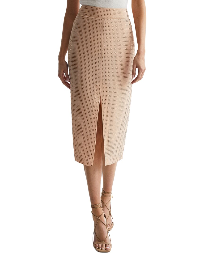 Reiss Brooklyn Embellished Pencil Skirt In Neutral