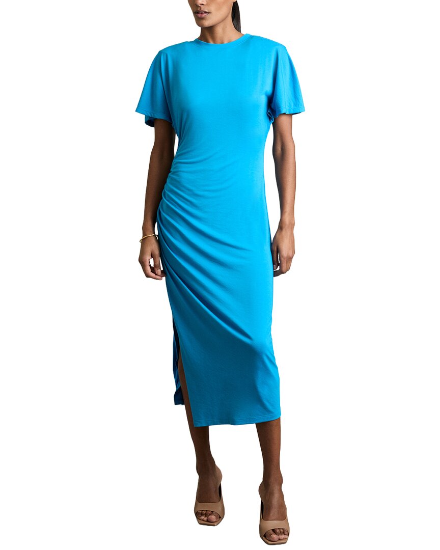 Reiss Womens Tulia Side-ruched Jersey Midi Dress Bright Blue In Blue