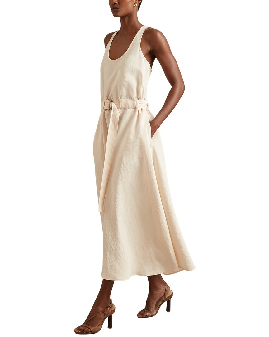 Reiss Tayah Ruched Waist Maxi Dress In White