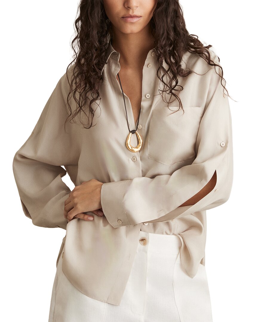 Reiss Reenie Silk Shirt In Neutral