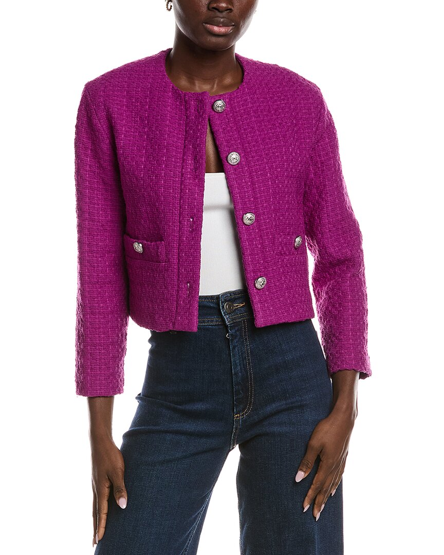 Maje Tweed Blazer In Pink