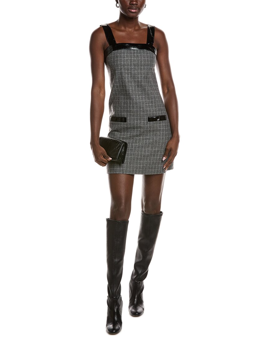 Maje Open Back Wool-blend Mini Dress In Gray