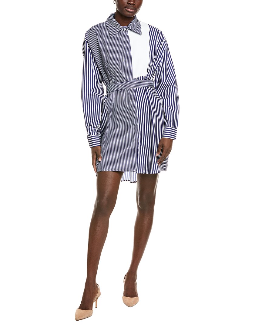 Gracia Contrast Stripe Shirtdress In Blue
