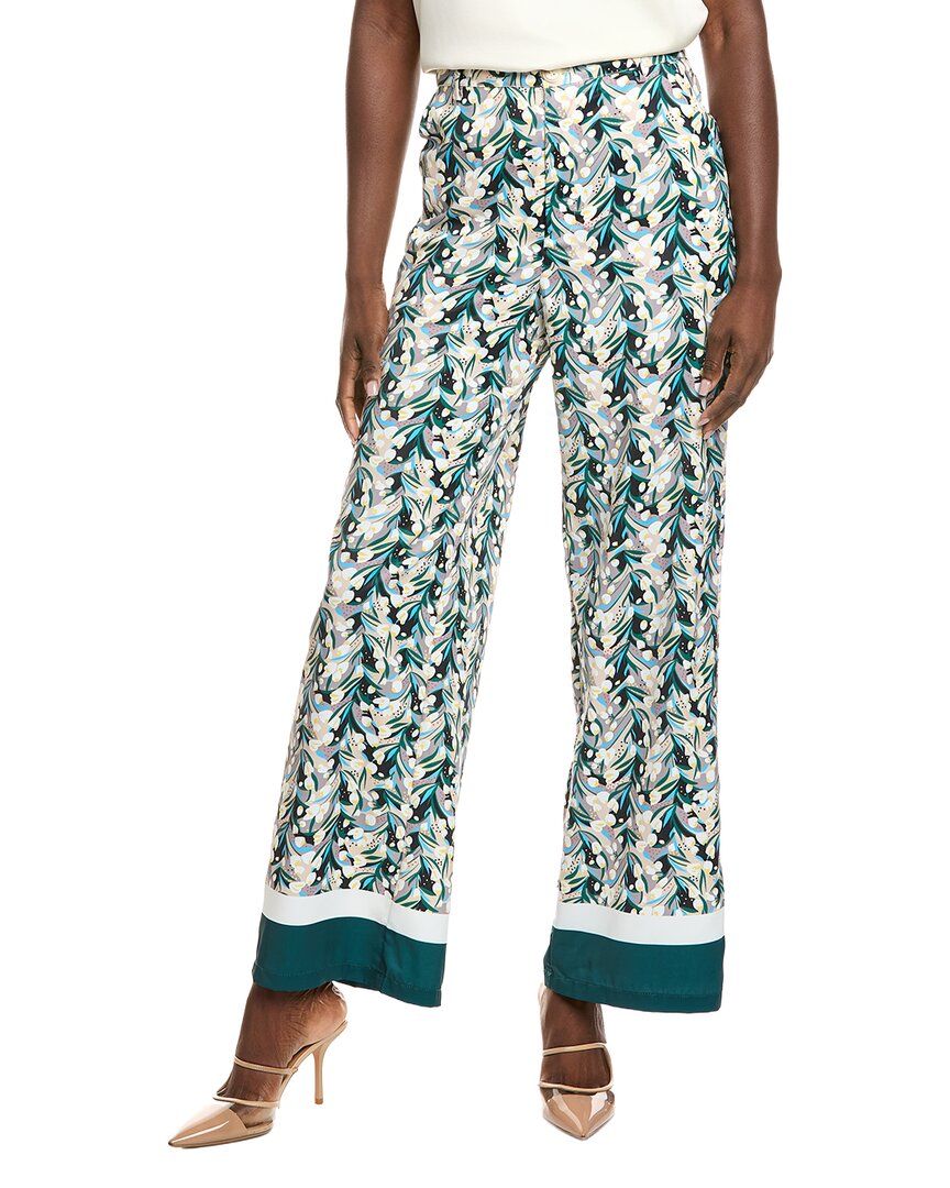 Gracia Floral Print Wide Leg Pant In Green