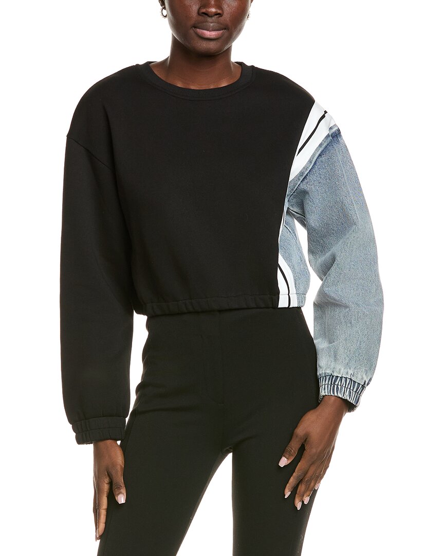 Gracia Garnished Denim Tracksuit Sweatshirt In Multi