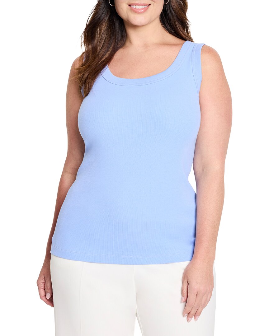Nic + Zoe Nic+zoe Plus Perfect Knit Rib Scoop Tank In Blue