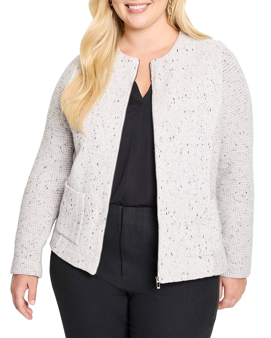 Nic + Zoe Nic+zoe Mix Zip Front Knit Jacket In Neutral
