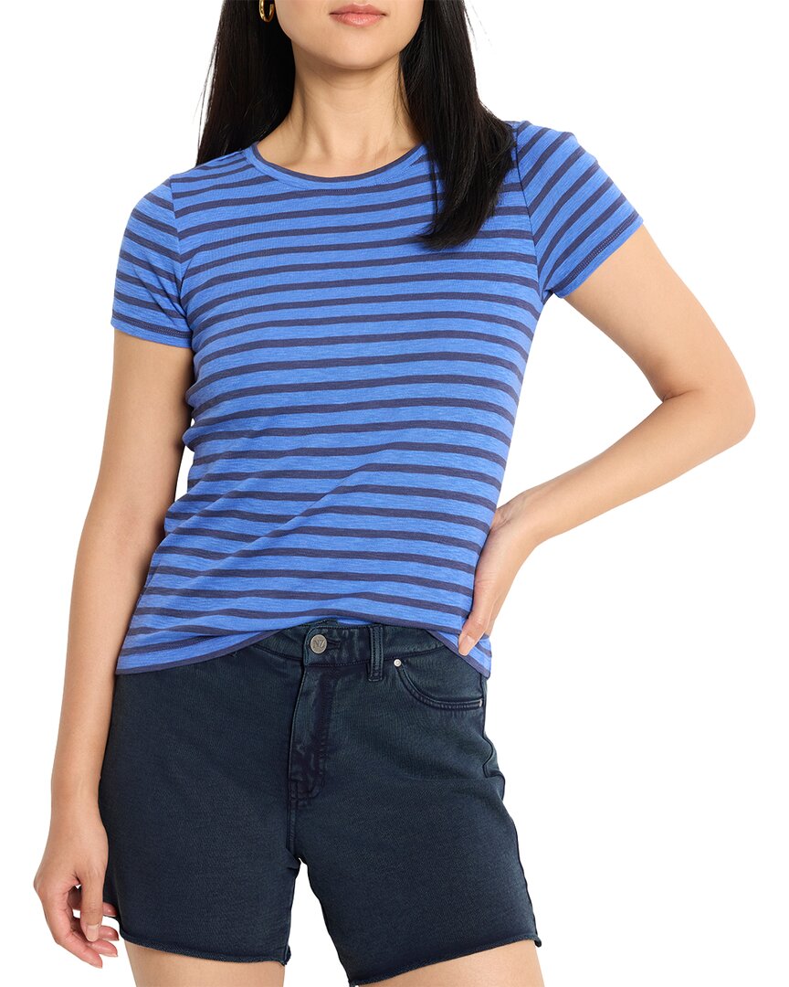Nic + Zoe Short Sleeve Scoop Neck Striped Tee In Blue Multi In Multi