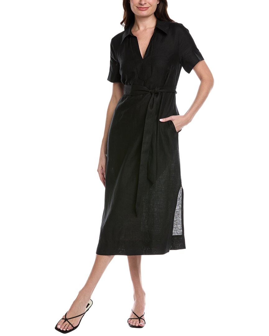 Tommy Bahama Coastalina Popover Linen Midi Dress In Black