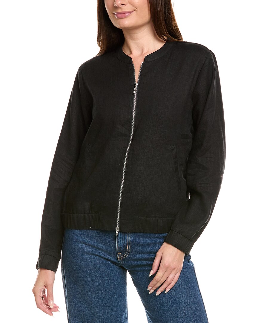 Tommy Bahama Two Palms Linen Bomber Jacket In Black