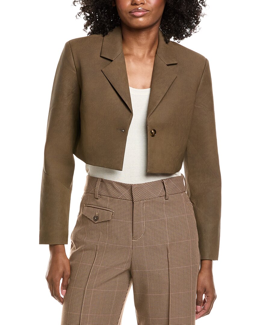 Vintage Havana Cropped Blazer In Brown