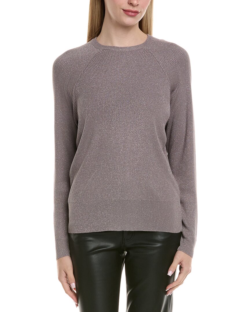 Chaser Lurex Rib Knit Cosmo Pullover In Brown