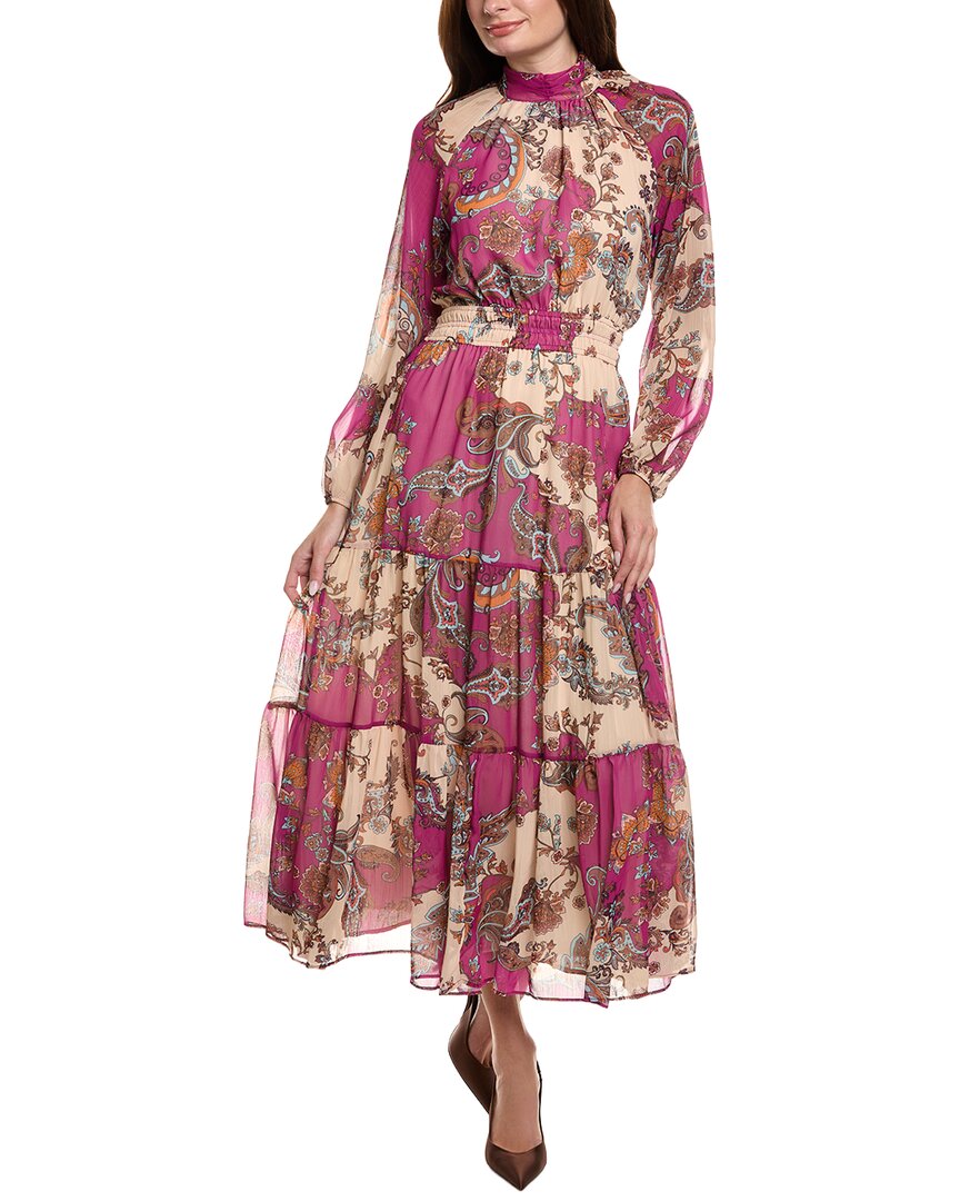 Fate Printed Midi Dress In Purple