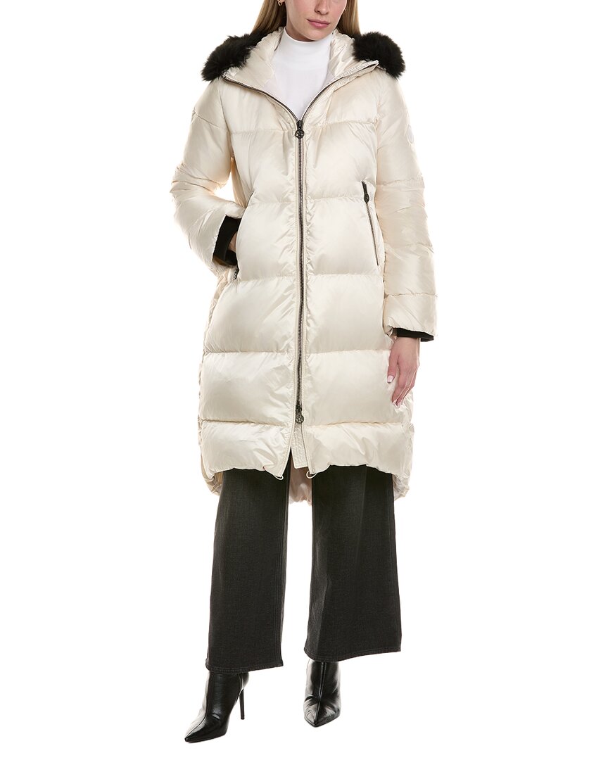 Gorski Apres-ski Long Coat With Detachable Trim In White