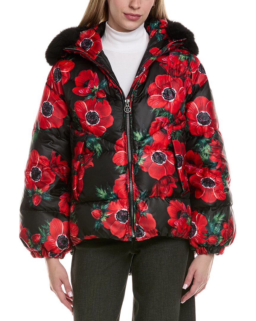Gorski Apres-ski High-low Jacket With Detachable Lamb Hood Trim In Multi