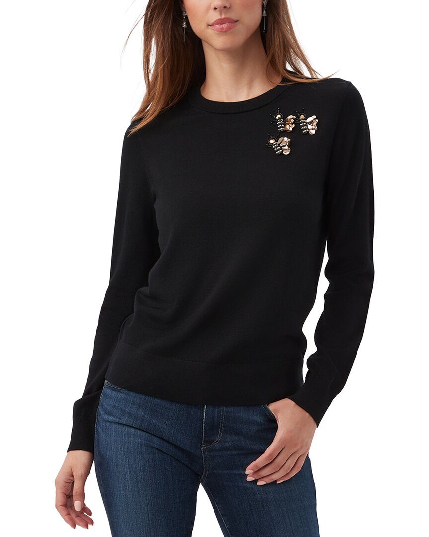 Trina Turk Queen B Wool Crewneck Sweater In Black