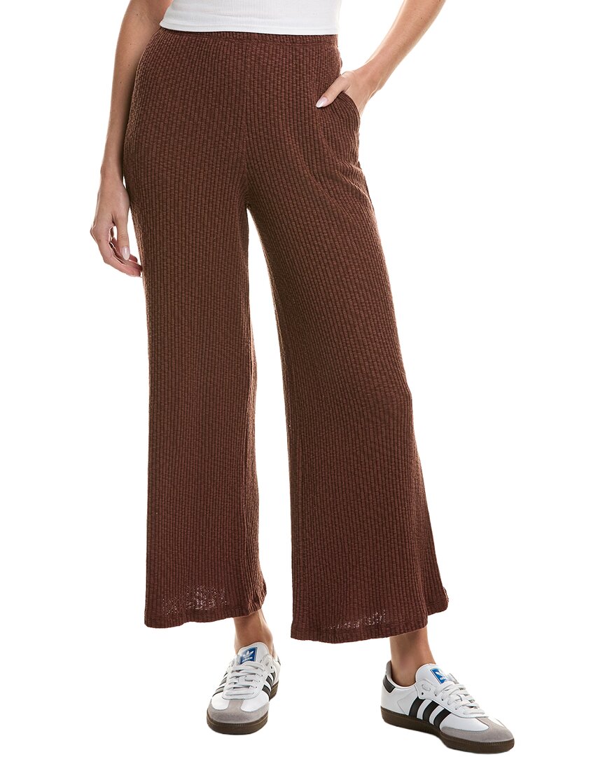 Project Social T Monterosa Textured Rib Wide Leg Pant In Brown