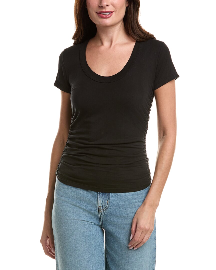 Project Social T Dylana Pointelle Sweetheart Neck T-shirt In Black