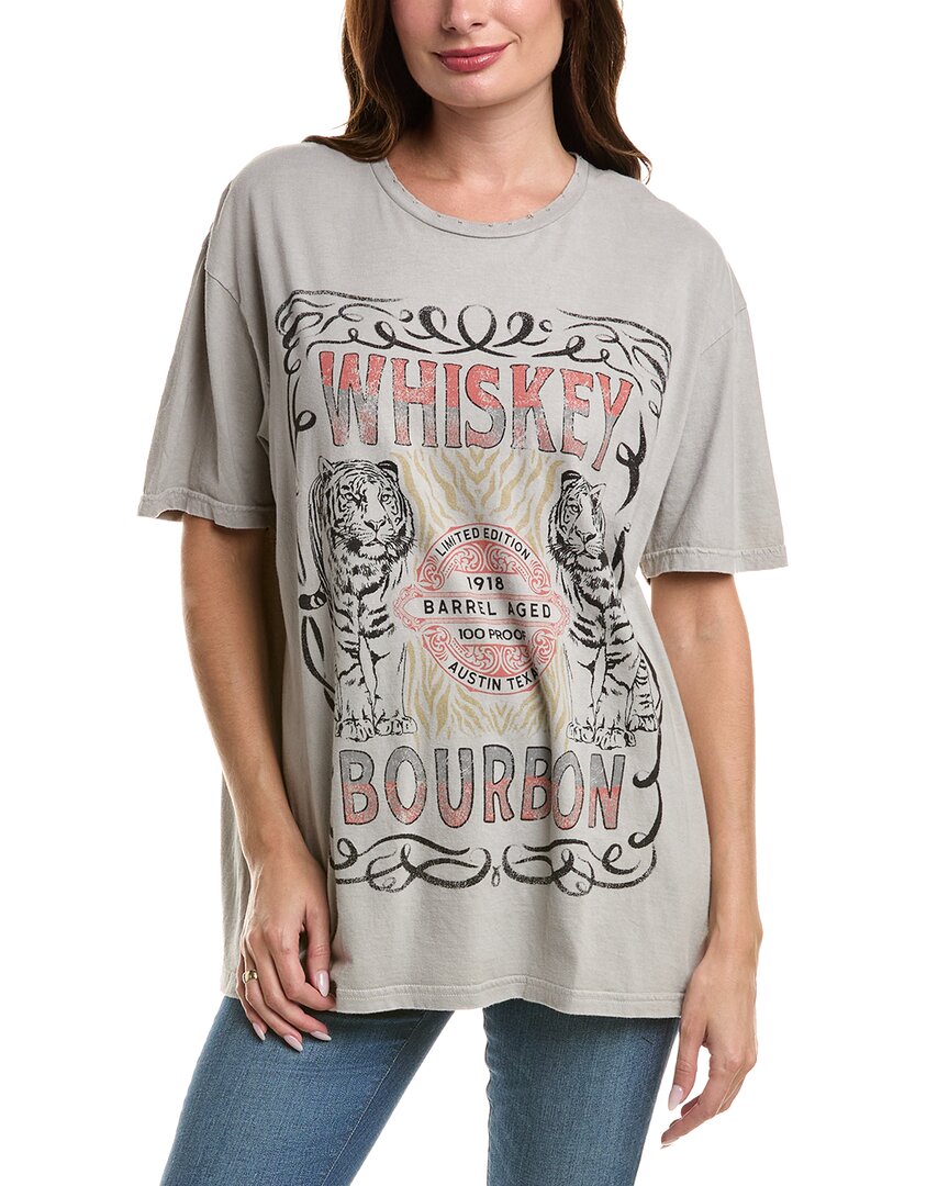 Project Social T Whiskey Bourbon Distressed Relaxed T-shirt In Gray