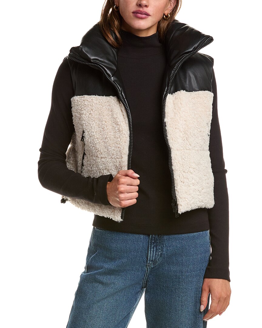 Lamarque Melicia Faux Leather Reversible Vest In Black