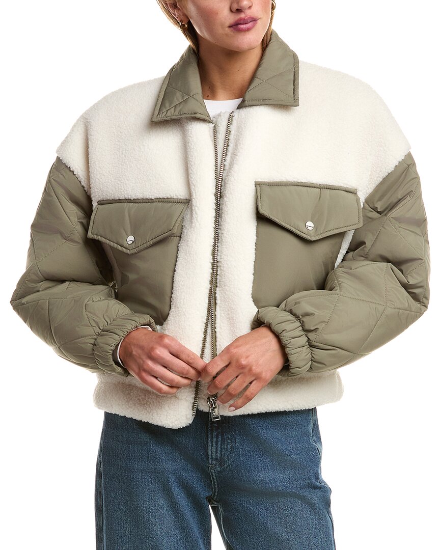 Lamarque Peyton Mixed Media Bomber Jacket In Animal Print