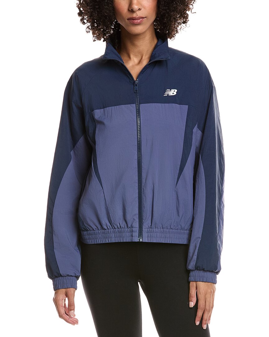 New Balance Colorblock Woven Jacket In Blue