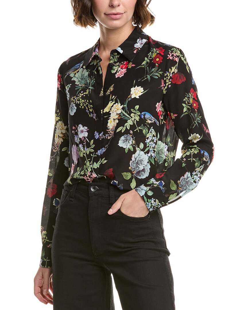 Alice And Olivia Willa Silk Top In Black