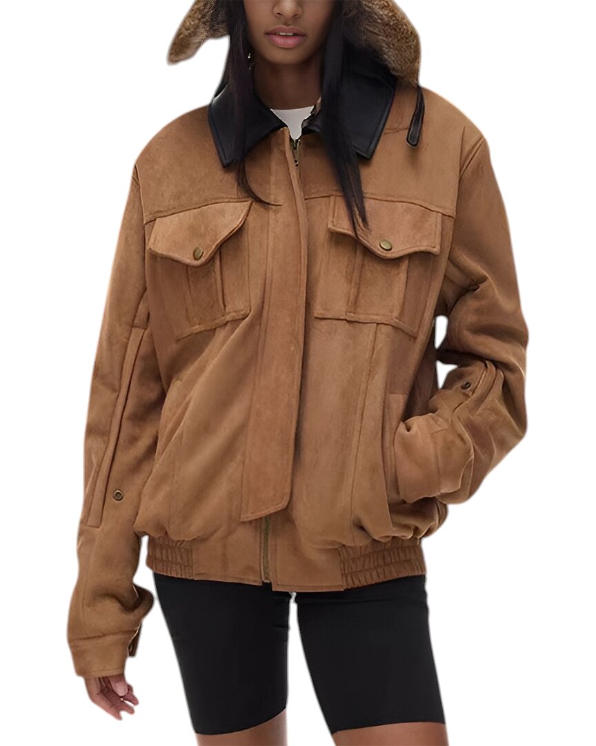 Oloey Suede Jacket In Brown