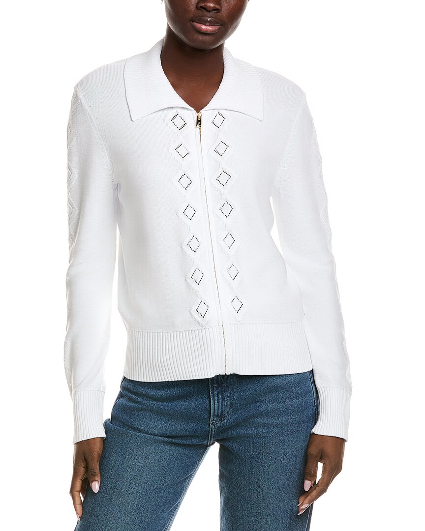 St John St. John Diamond Knit Jacket In Red