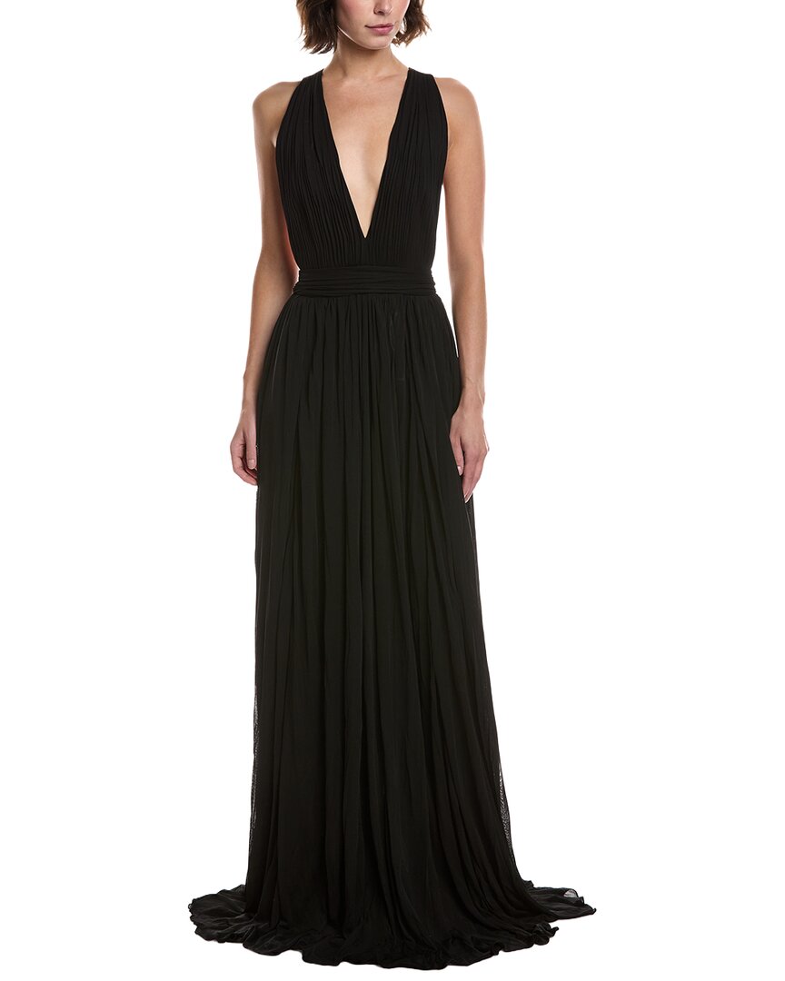 Michael Kors Collection Hutton Chiffon Gown In Black