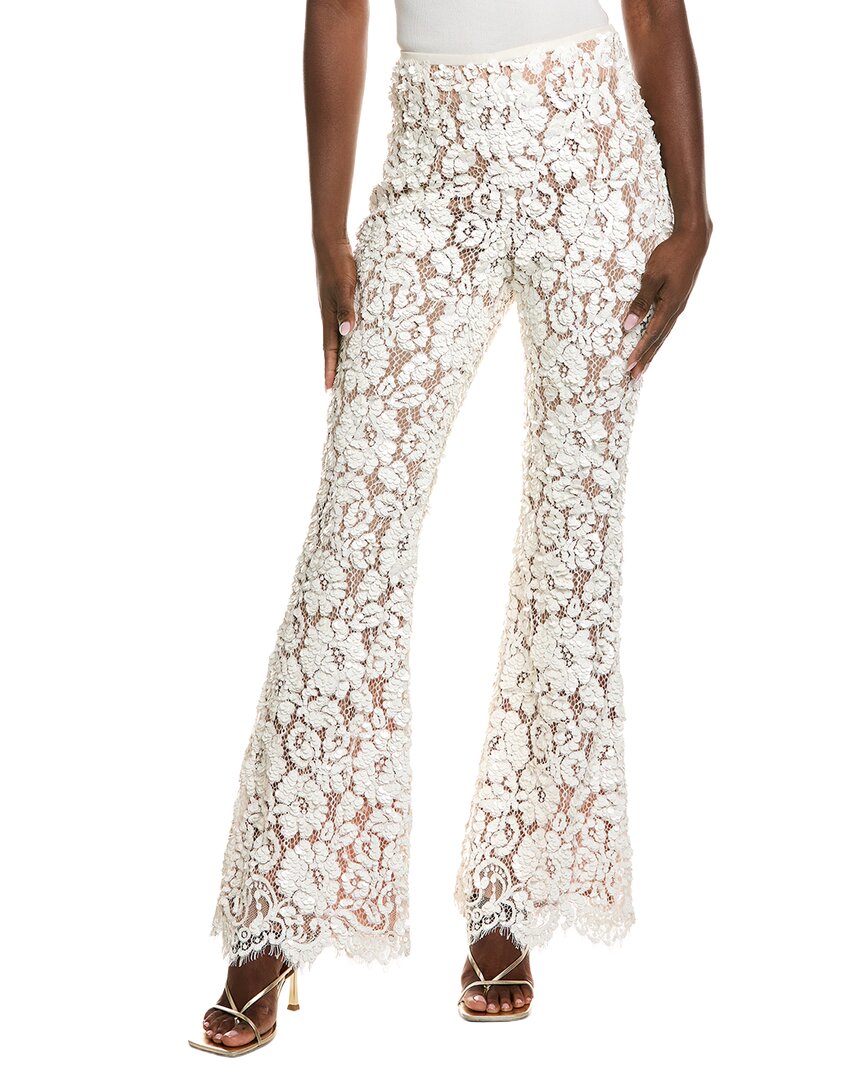 Michael Kors Collection Floral Lace Silk-lined Bootcut Pant In White