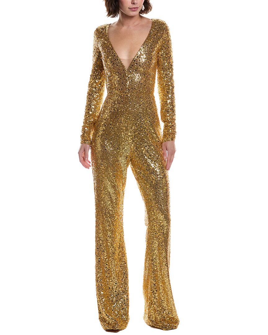 Michael Kors Collection Sequin Jumpsuit In Gold