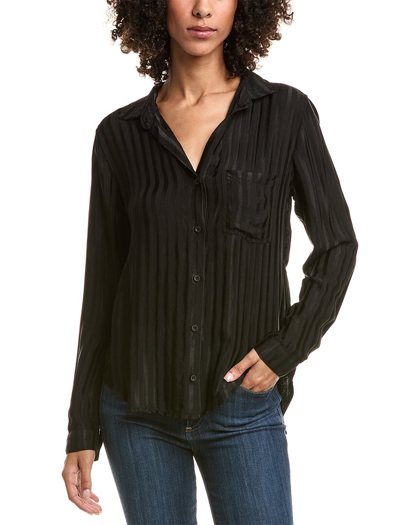 Bella Dahl Shadow Stripe Blouse In Black