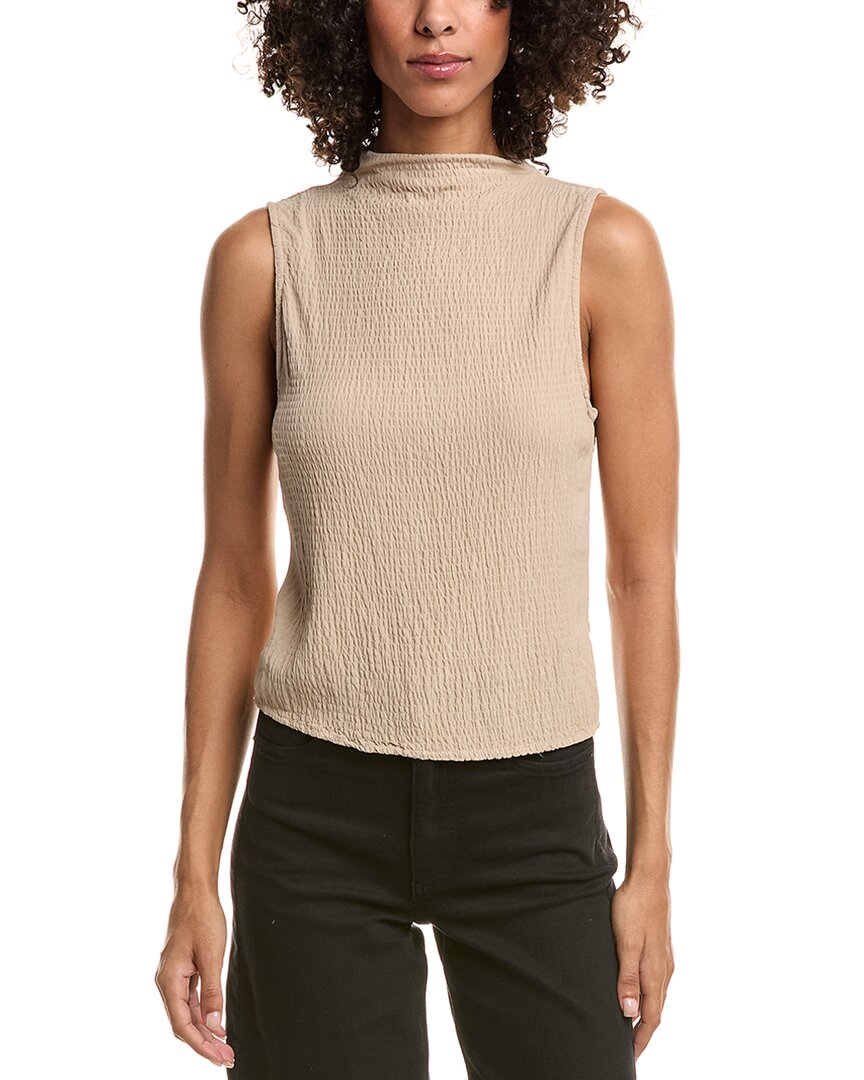Bella Dahl Mock Neck Smocked Top In Neutral