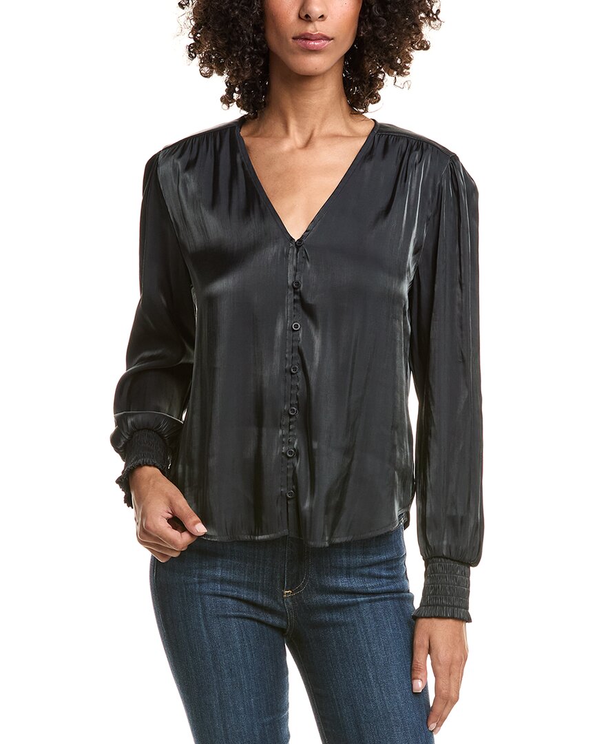 Bella Dahl Smocked Cuff Blouse In Black