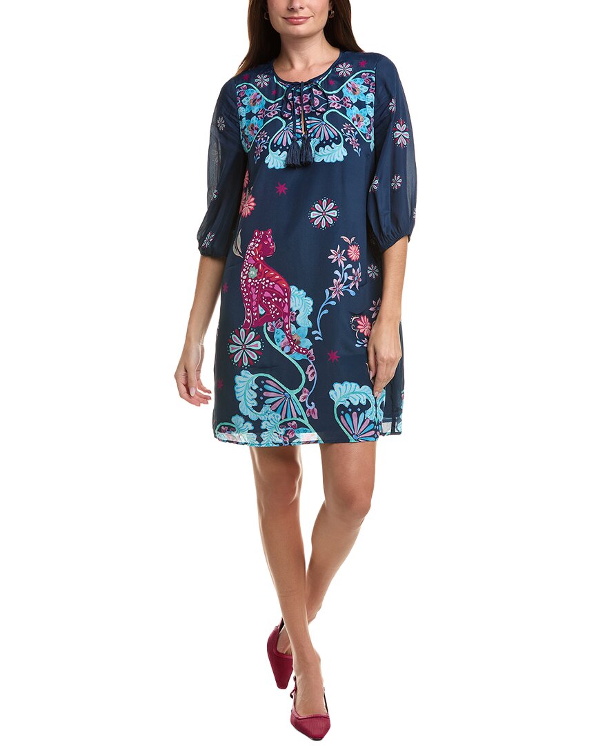 Johnny Was Vesna Silk-blend Mini Dress In Blue
